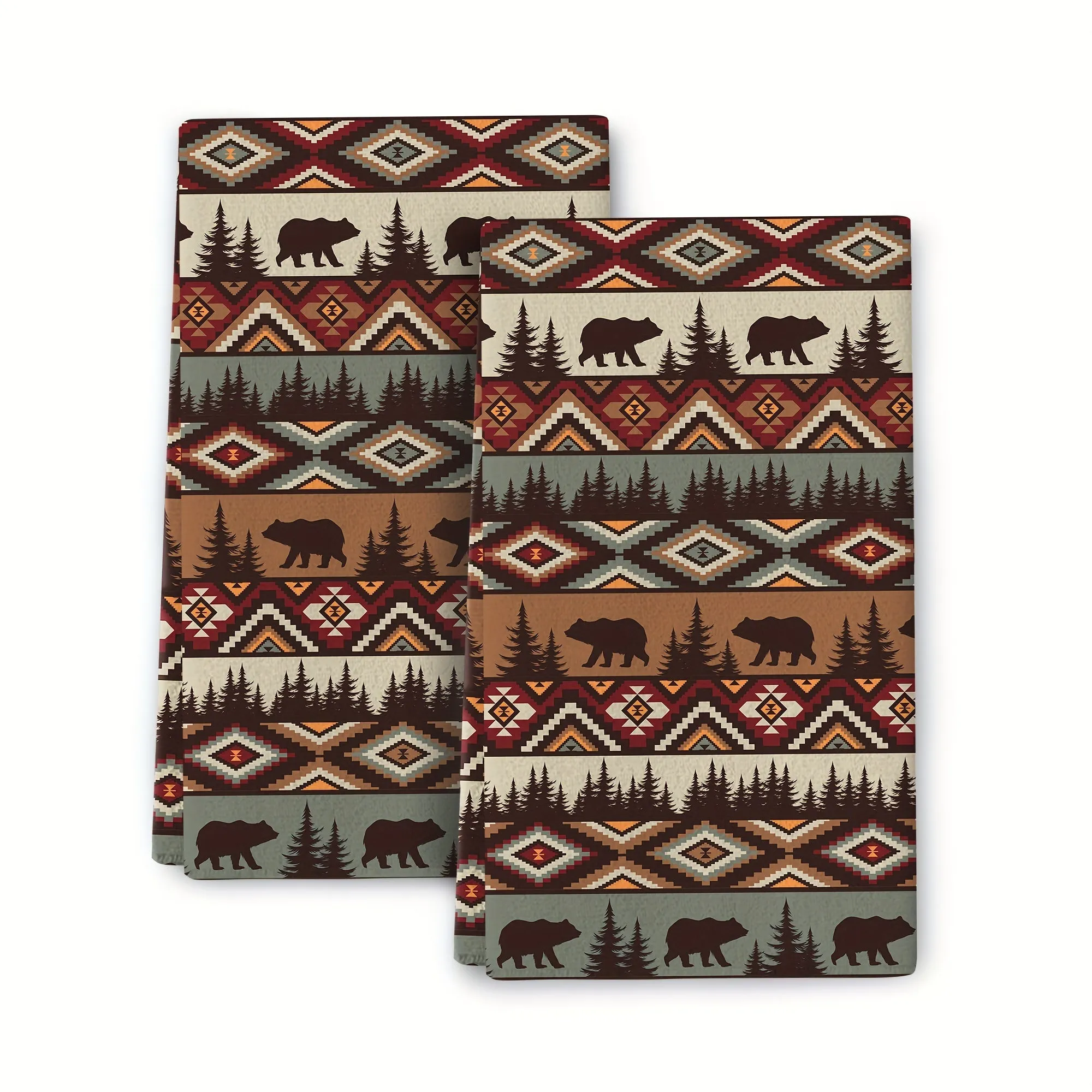 2pcs Southwest Printed Hand Towels Stylish Kitchen Decor