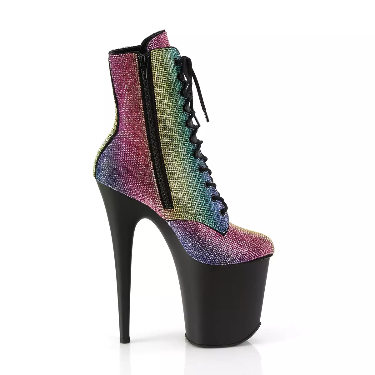 8 Inch Heel FLAMINGO-1020RS Rainbow Rhinestone