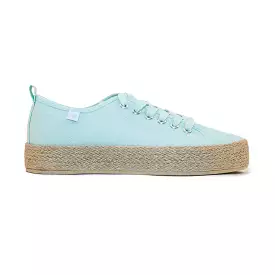 Aqua marine canvas lace-up espadrille sneakers