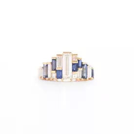 Baguette-Cut Sapphire and Diamond Tiara Ring