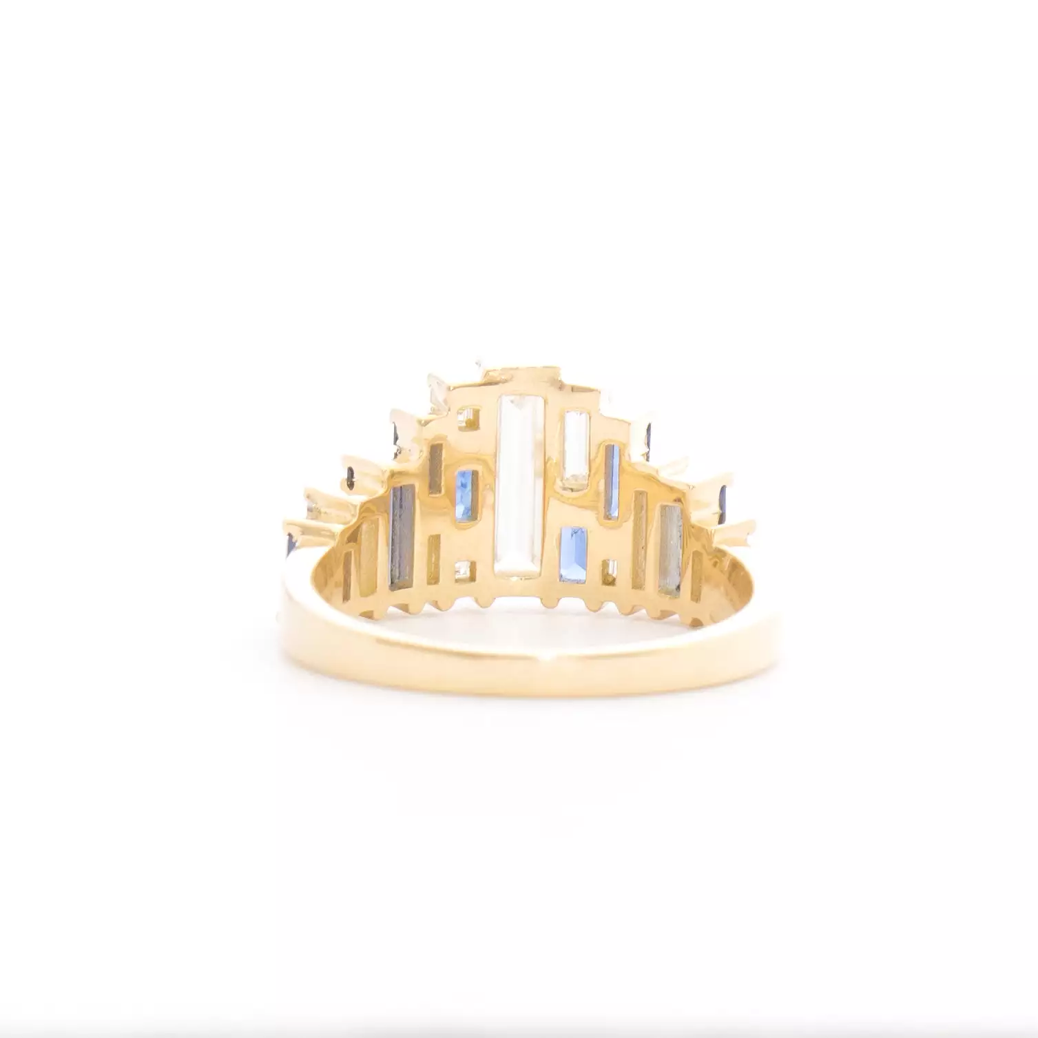 Baguette-Cut Sapphire and Diamond Tiara Ring