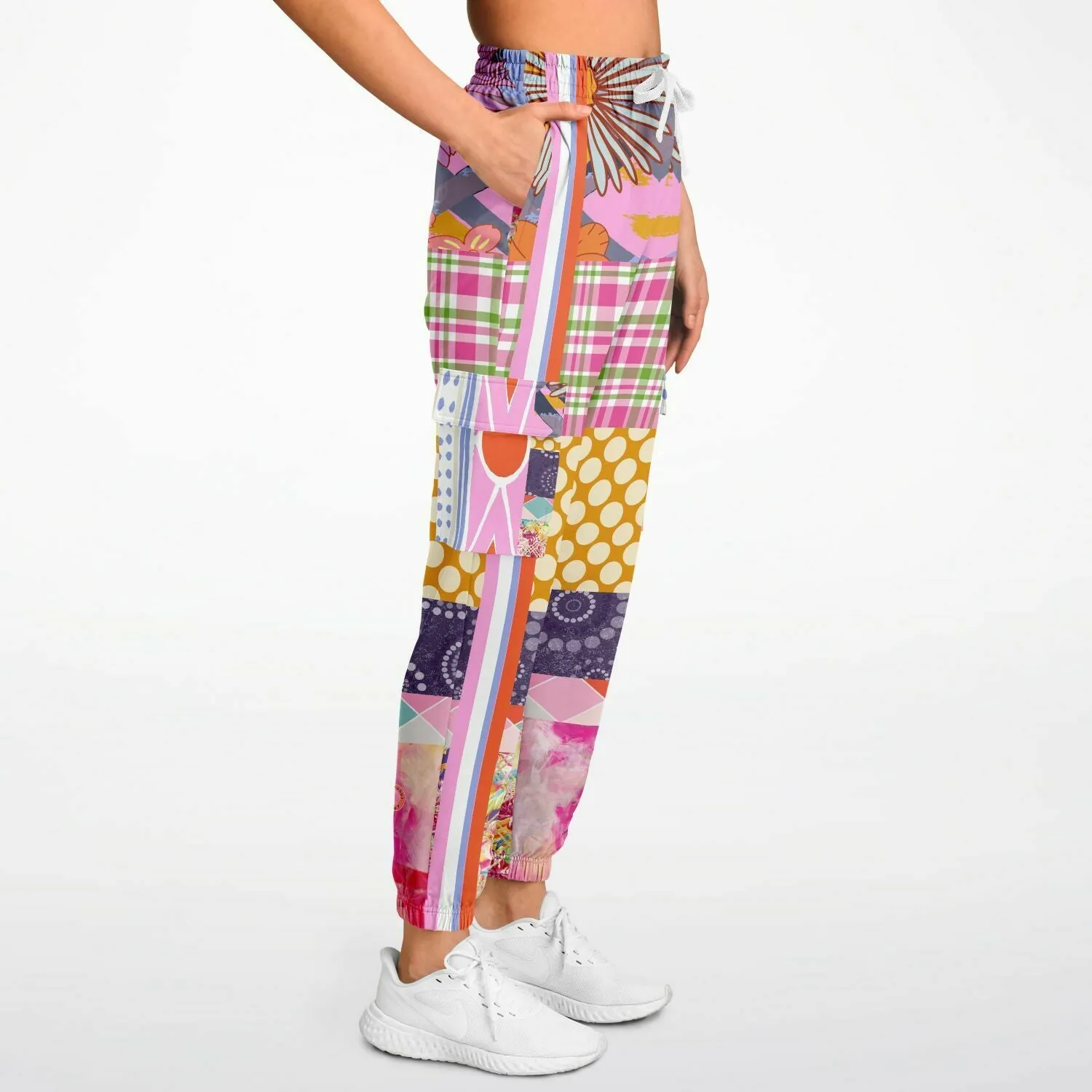 Bahama Mama Pink Patchwork Unisex Eco-Poly Cargo Joggers