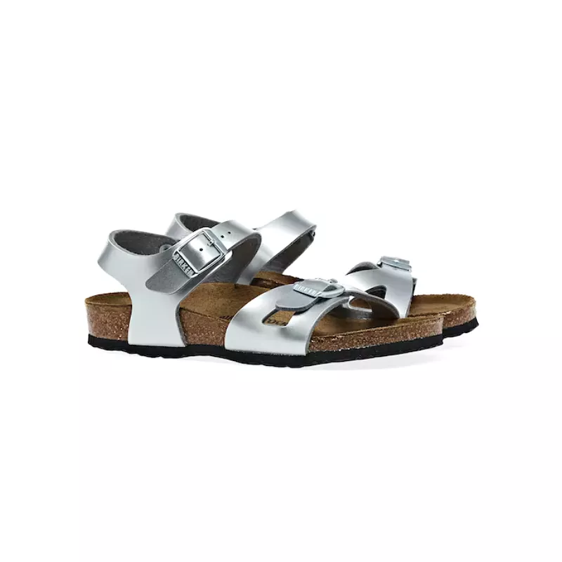 Birkenstock Kids Rio Birko-Flor Electric Metallic Silver Sandals