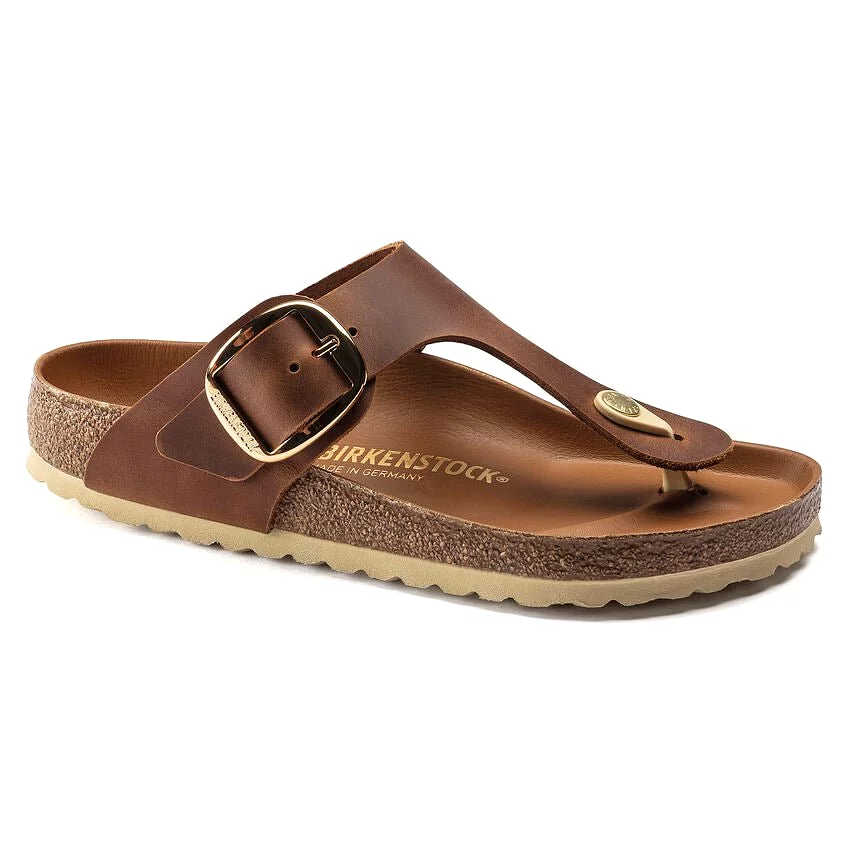 Birkenstock Women's Gizeh Big Buckle - Cognac Oiled Leather