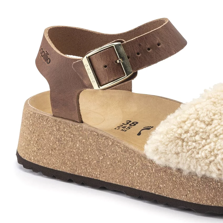 Birkenstock Women's Papillio Glenda Shearling - Eggshell Leather