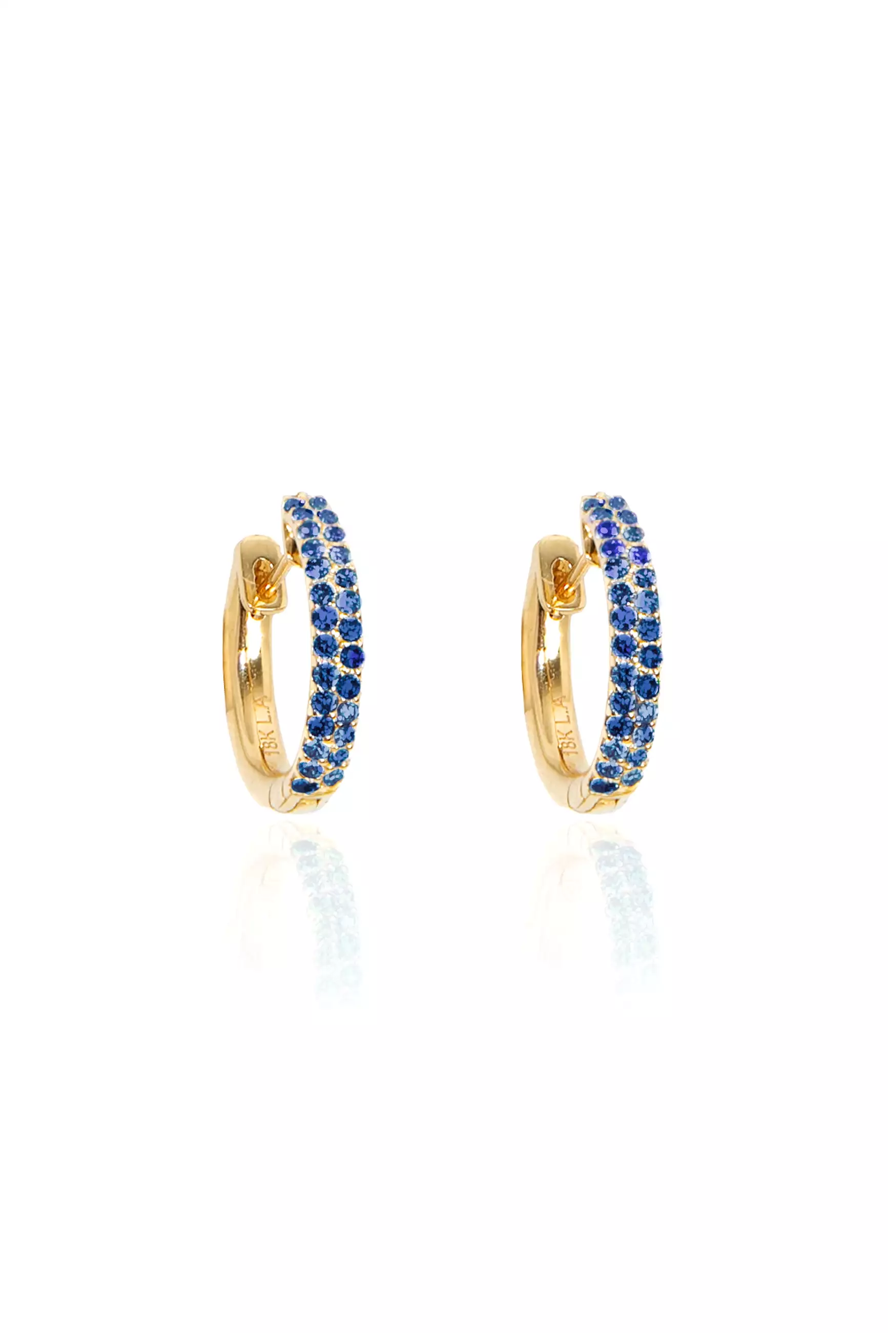 Blue Sapphire Pavé Huggies in Yellow Gold