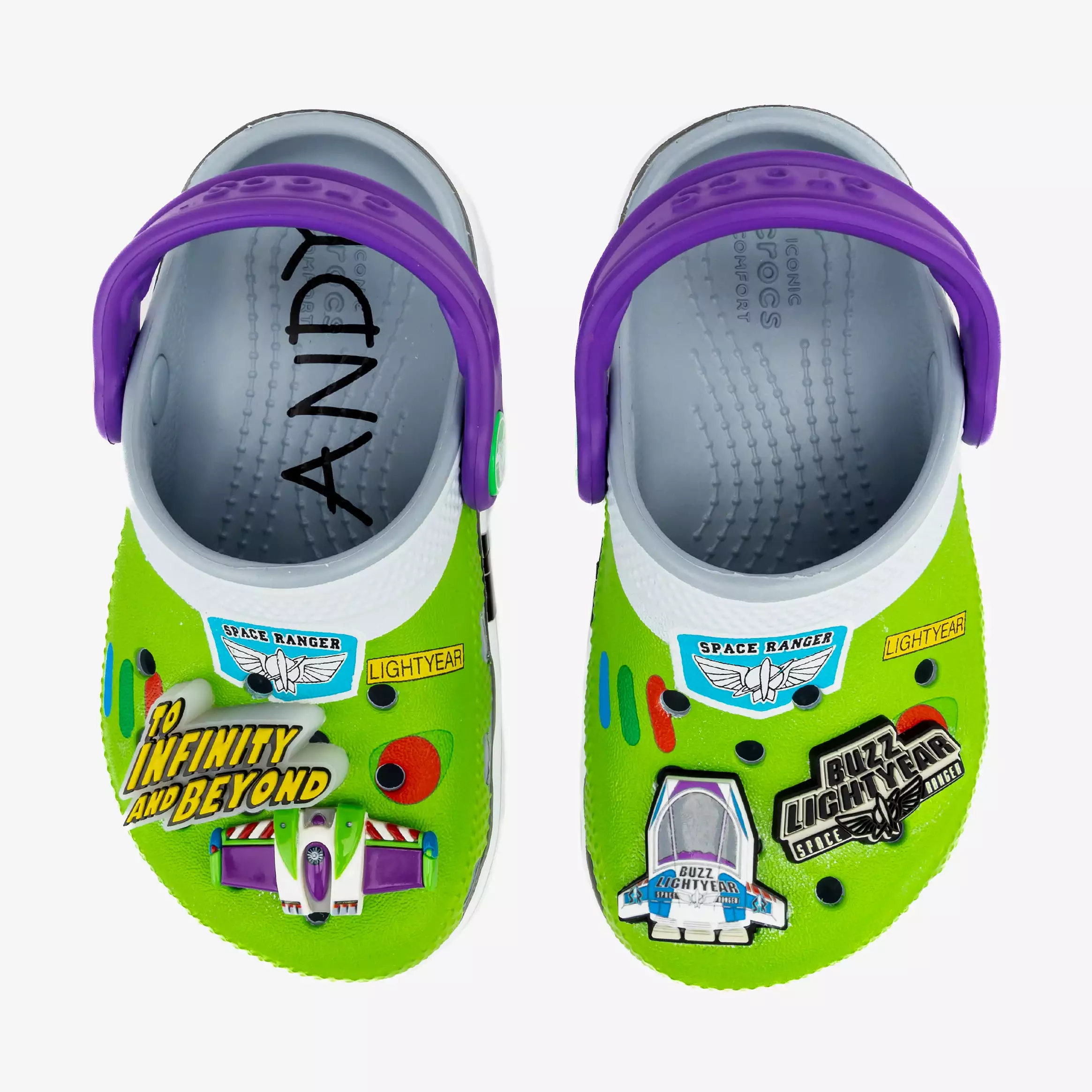 Buzz Lightyear Classic Clog Infant Toddler Sandals (Green/White/Purple)