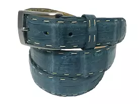 Caiman Skin Pick Stitch Belt Turquoise