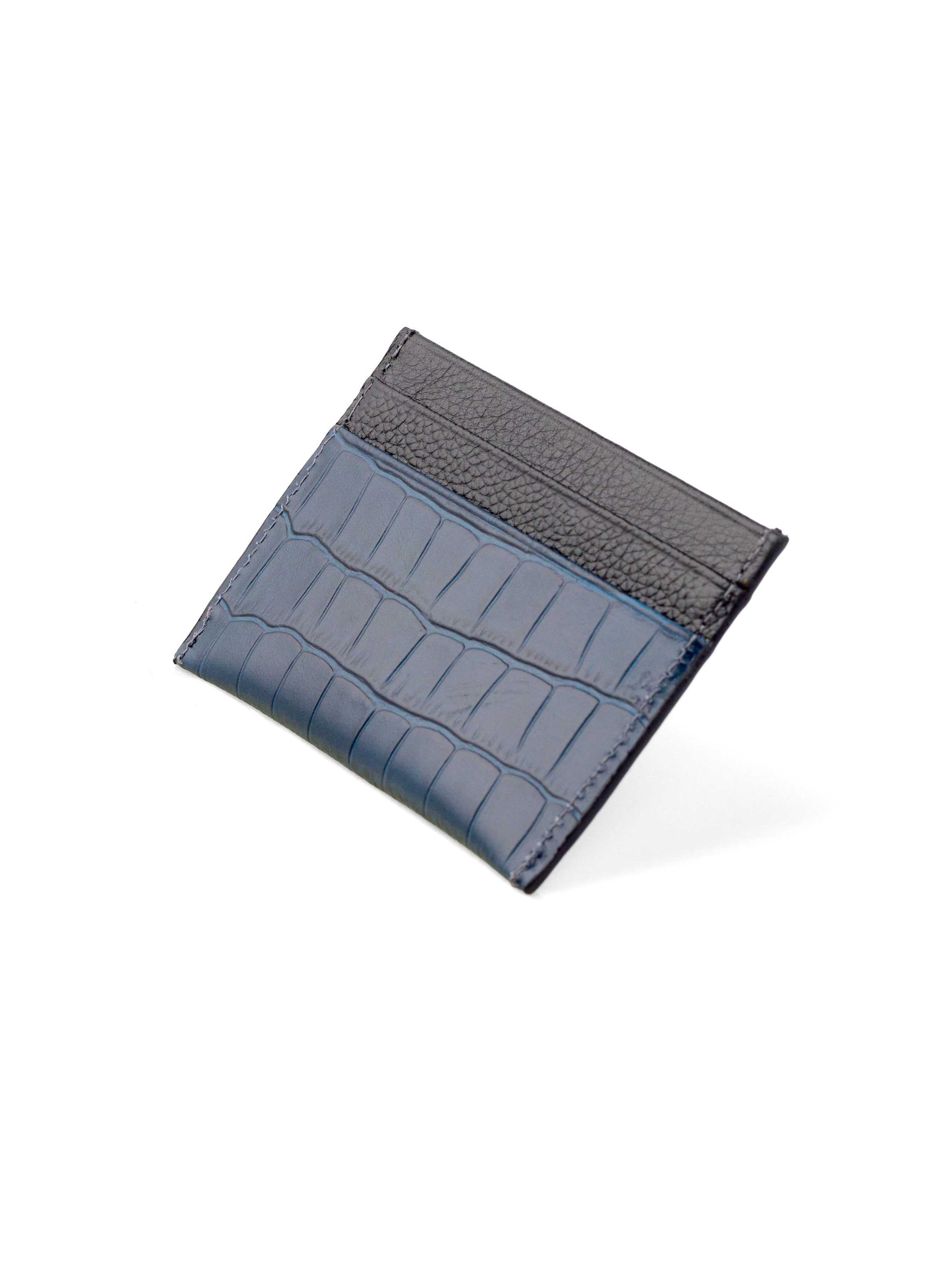 Card Holder - Dark Turquoise Matte Croco Leather