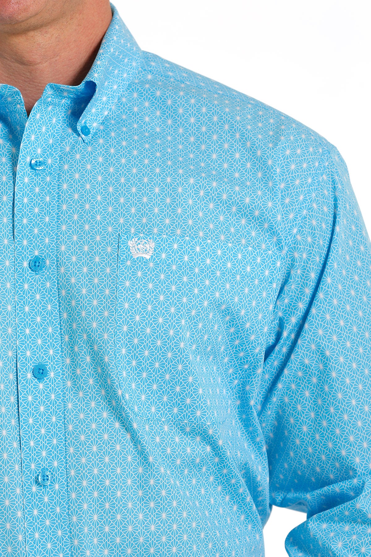 'Cinch' Men's Geo Print Classic Fit Button Down - Turquoise