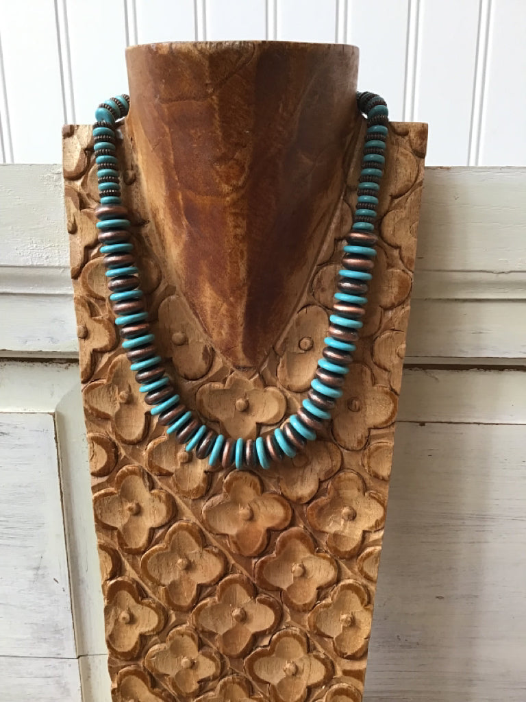 Copper & Turquoise Disc Necklace