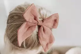 Dalia Linen Hair Clip Bow - white, pink, dusty pink, fig, mustard, sage, navy, black