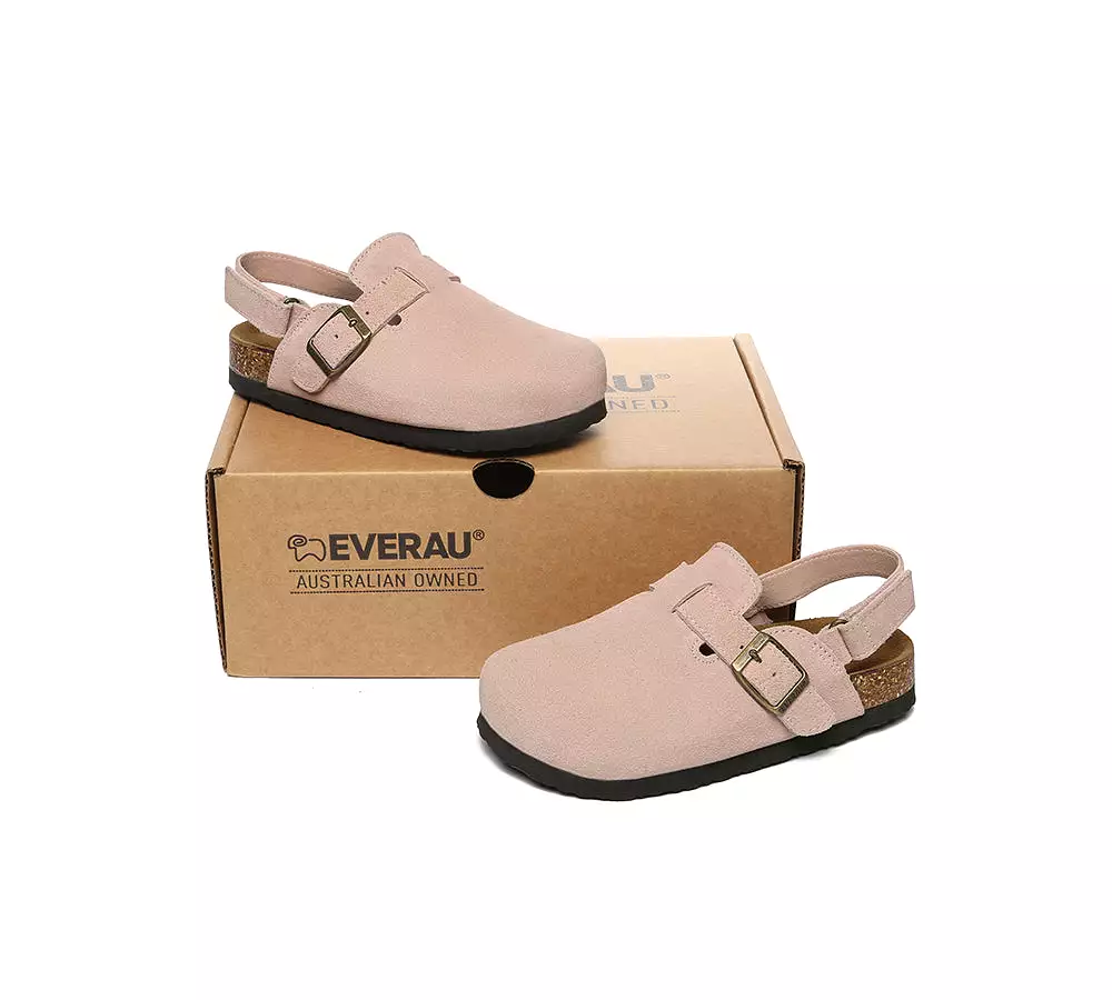 EVERAU Kids Adjustable Buckle Straps Slingback Flat Clog Sandals