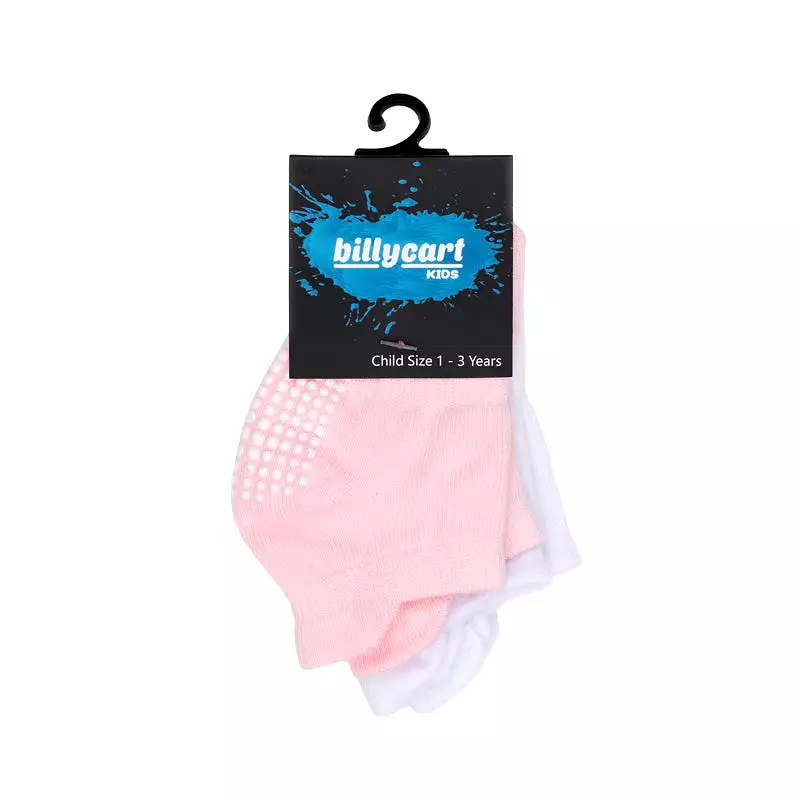 Grip socks - Girls pink x 2 pack