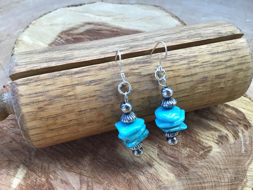 Handmade Turquoise &  Navajo Pearl Sterling Earrings