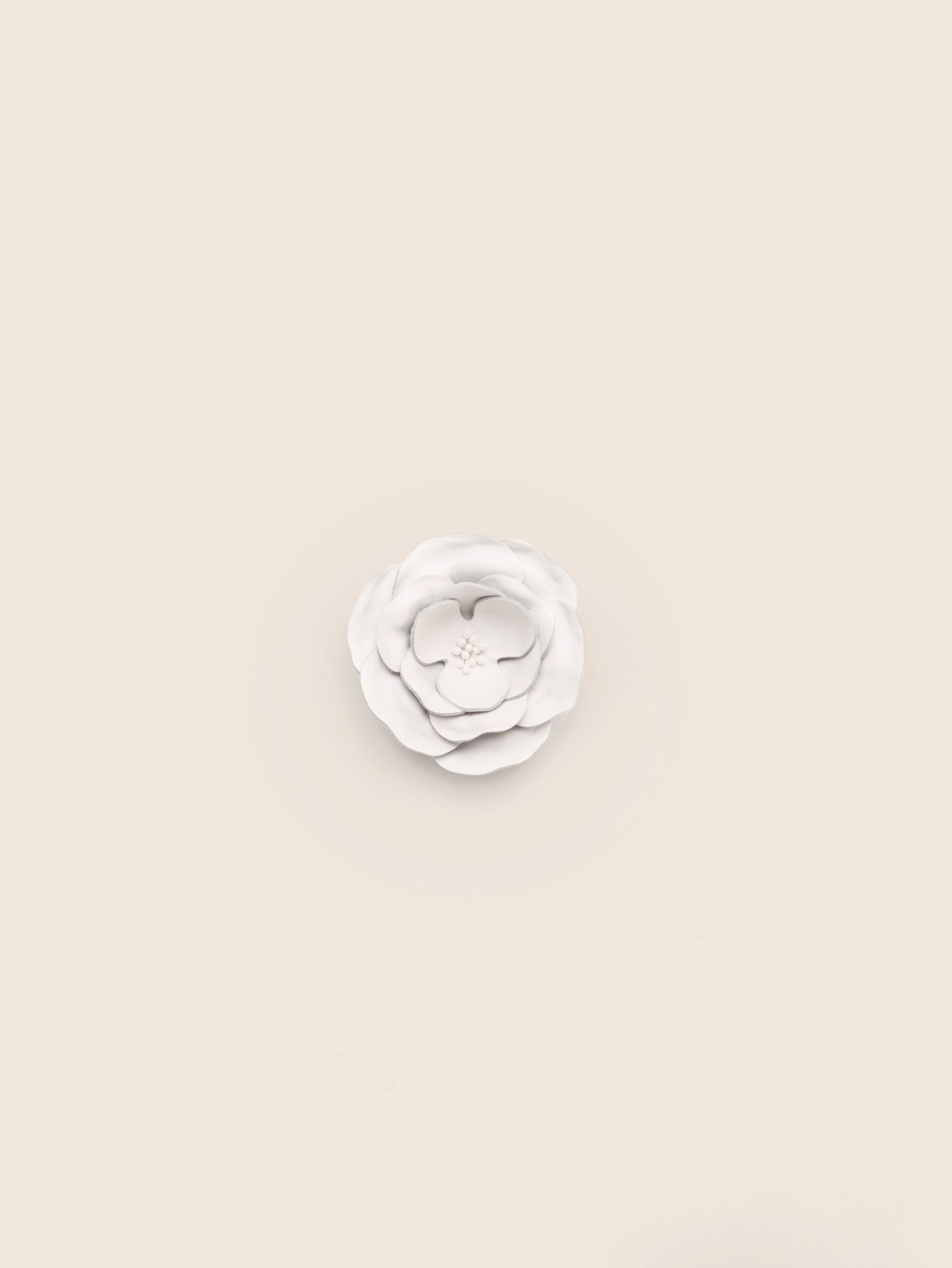 Leather Flower Clip White