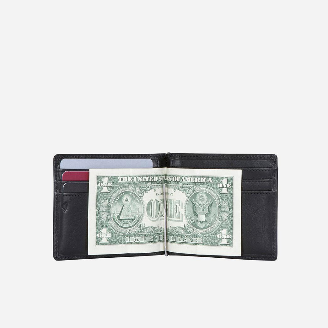 Leather Money Clip Wallet, Black