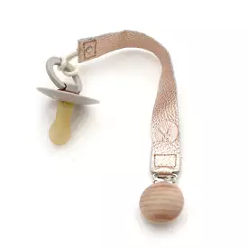 Leather Pacifier Clip - Rose Gold