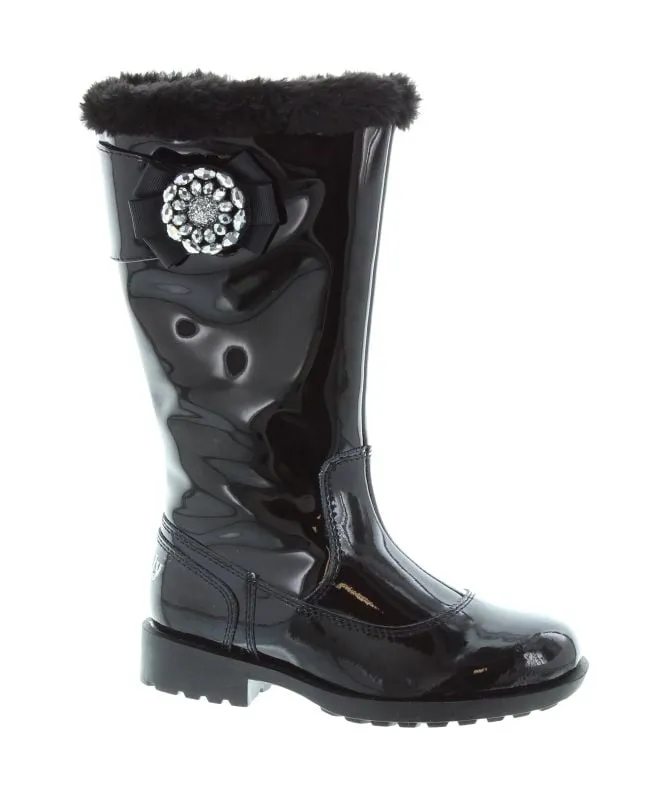 Lelli Kelly Girl's Hilary Patent Fur Lined Boots | Black - LK8594 (DB01)