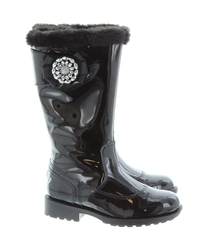 Lelli Kelly Girl's Hilary Patent Fur Lined Boots | Black - LK8594 (DB01)