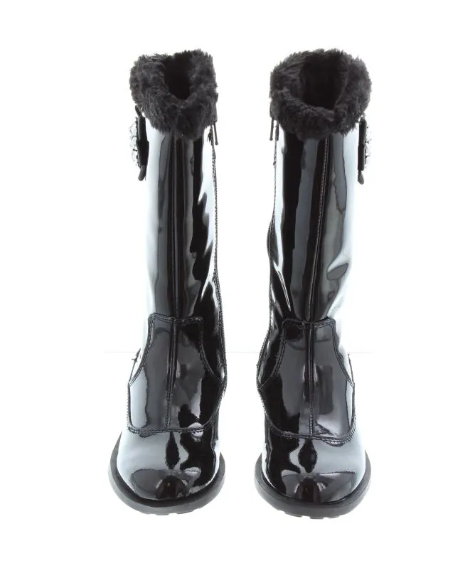 Lelli Kelly Girl's Hilary Patent Fur Lined Boots | Black - LK8594 (DB01)