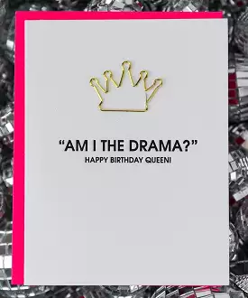 Letterpress Paper Clip Card - Am I the Drama?