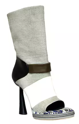 Mid Calf Peeptoe Boot, Grey