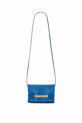 Mini Chain Pouch With Long Strap In Sapphire Blue