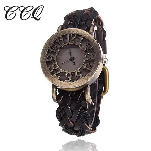 New Stylish Braided Leather Bracelet Watch