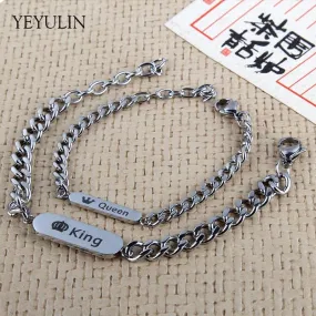 New stylish King Queen Stainless Steel Couple Bracelet