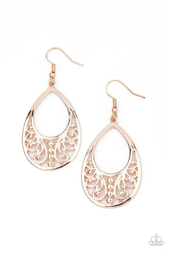 Paparazzi Stylish Serpentine - Rode Gold Earrings