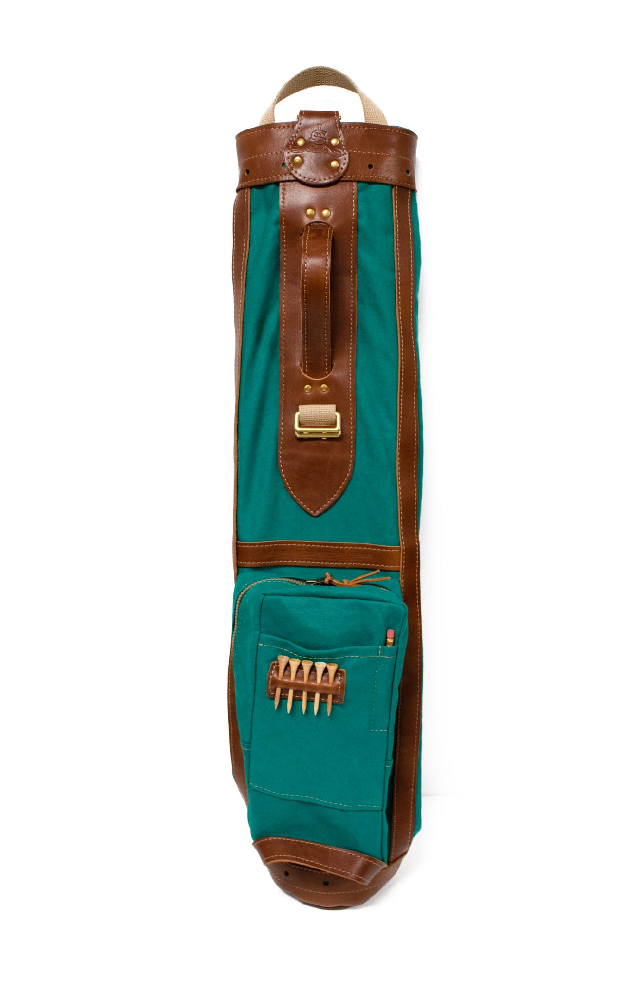 Pencil Style Golf Bag- Turquoise with Natural Leather