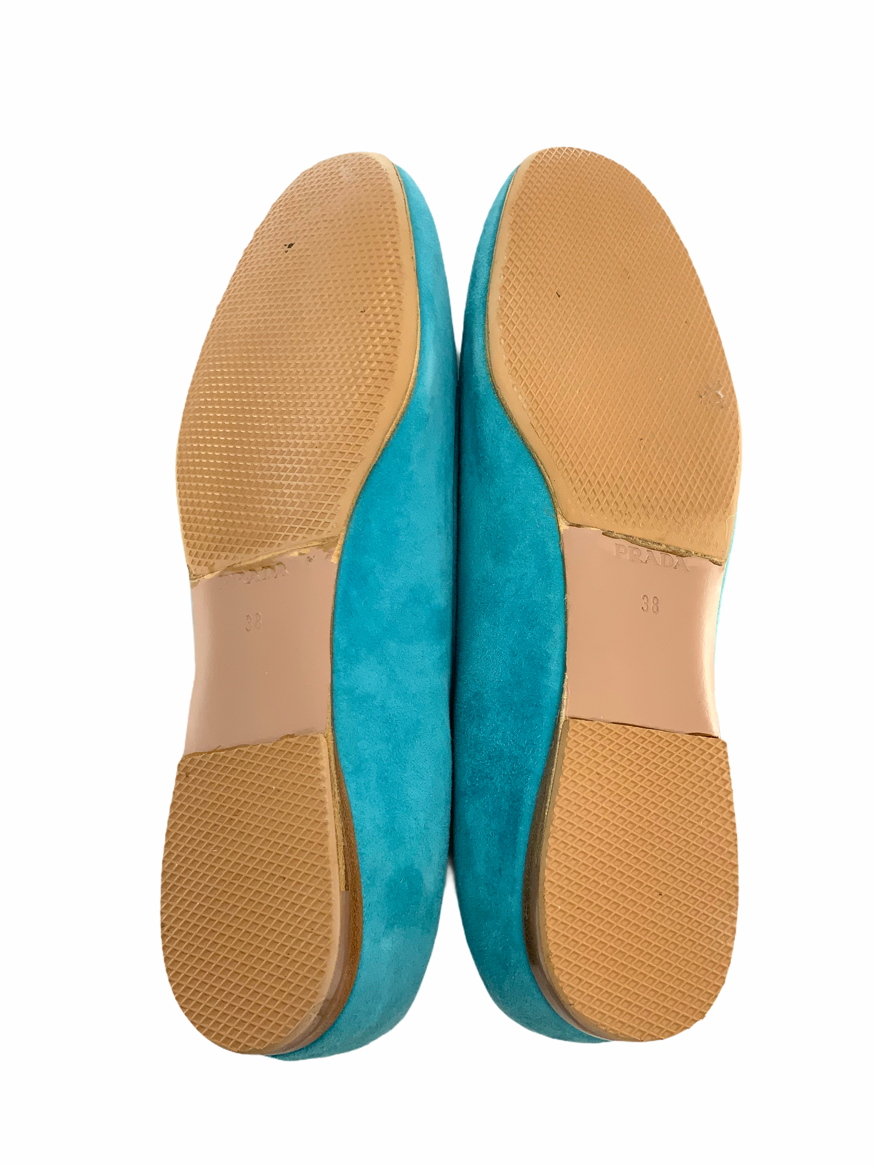 Prada Turquoise Suede Flats Size 8