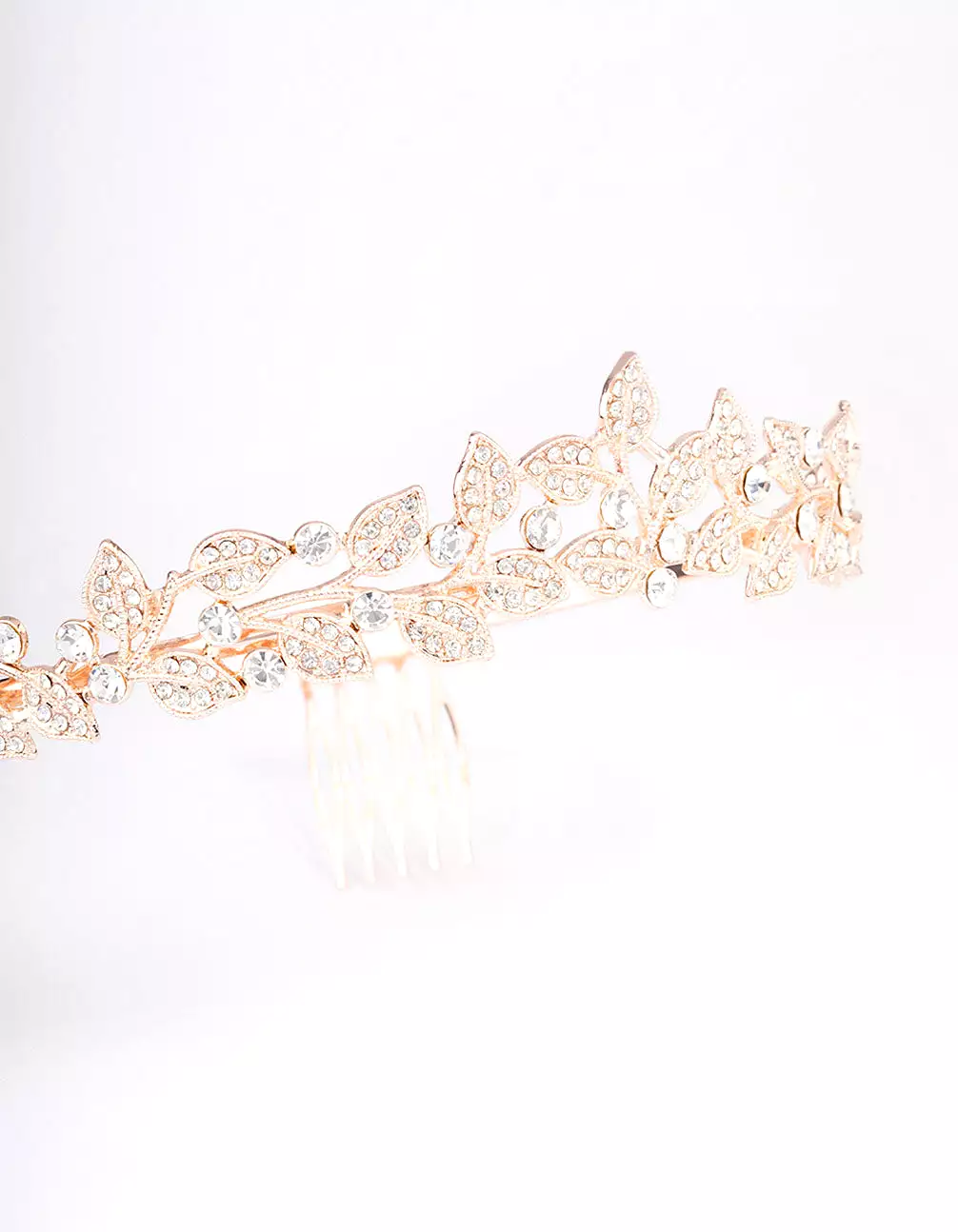 Rose Gold Diamante Leafy Tiara