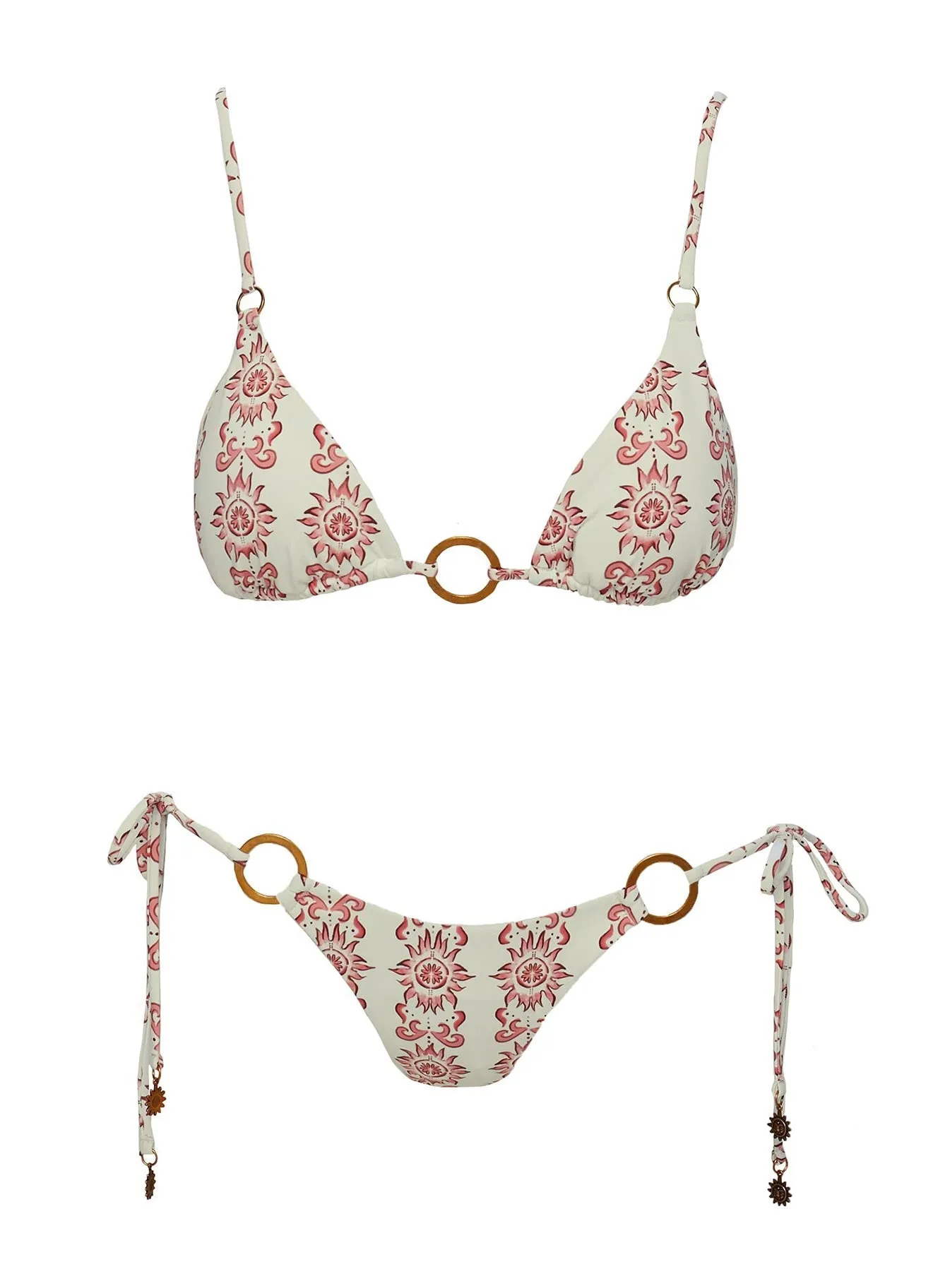 Salmar Triangle Ring Bikini Top White / Red