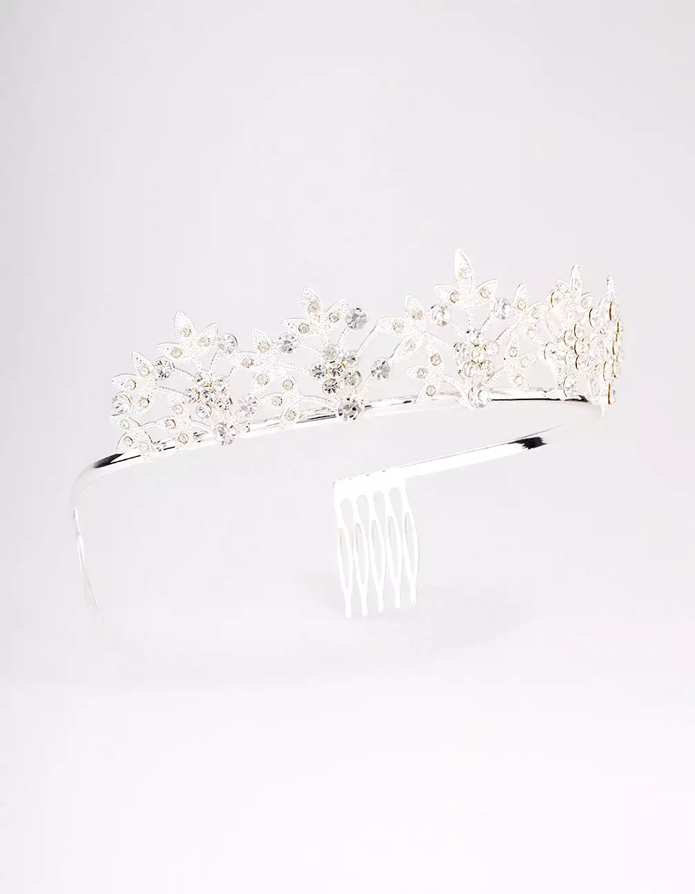 Silver Symmetrical Floral Hair Tiara