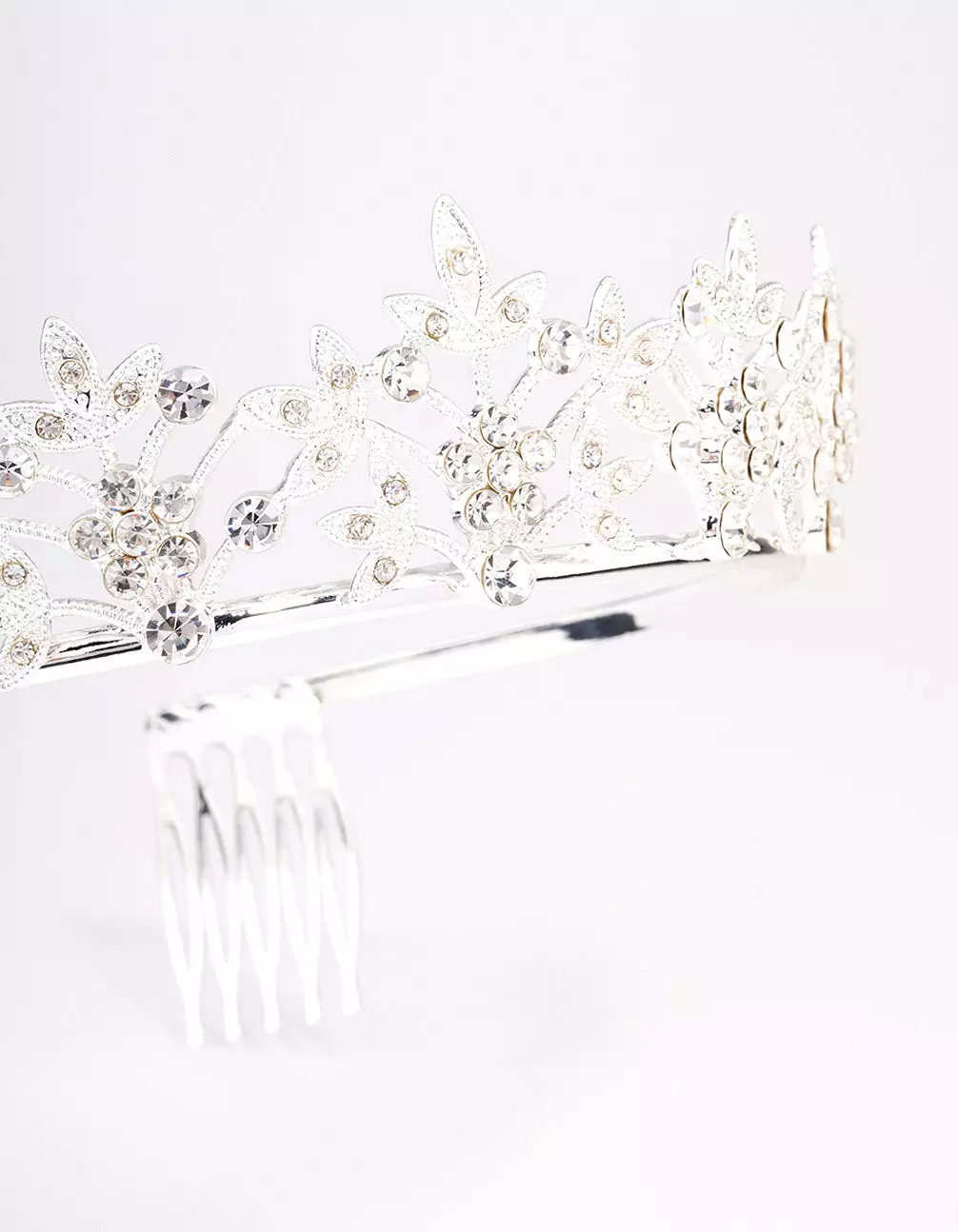 Silver Symmetrical Floral Hair Tiara