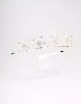 Silver Symmetrical Floral Hair Tiara