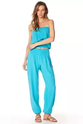 SMOCKED BEACH PANT WITH POCKETS