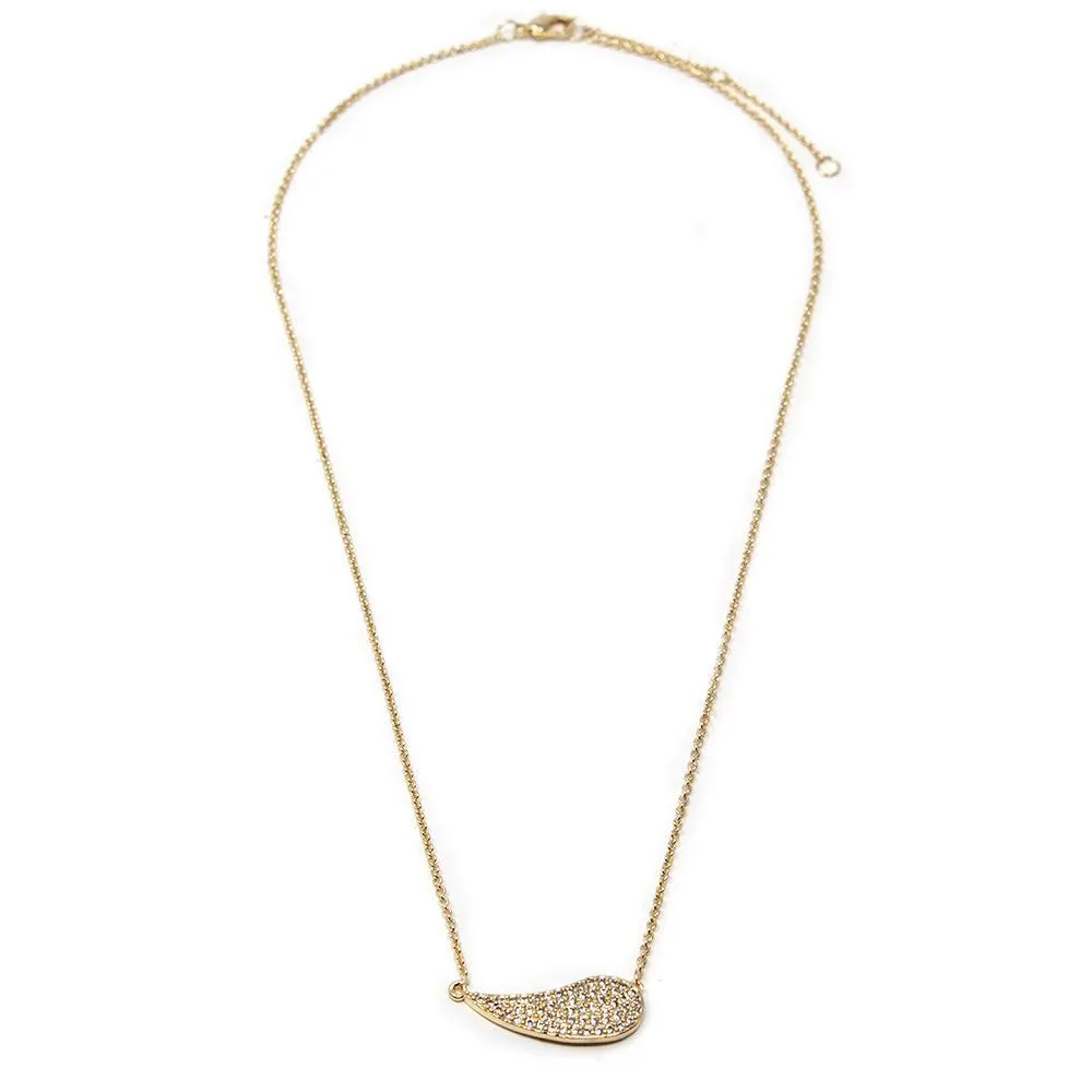 Stylish Cubic Zirconia Teardrop Bar Necklace Gold Plated