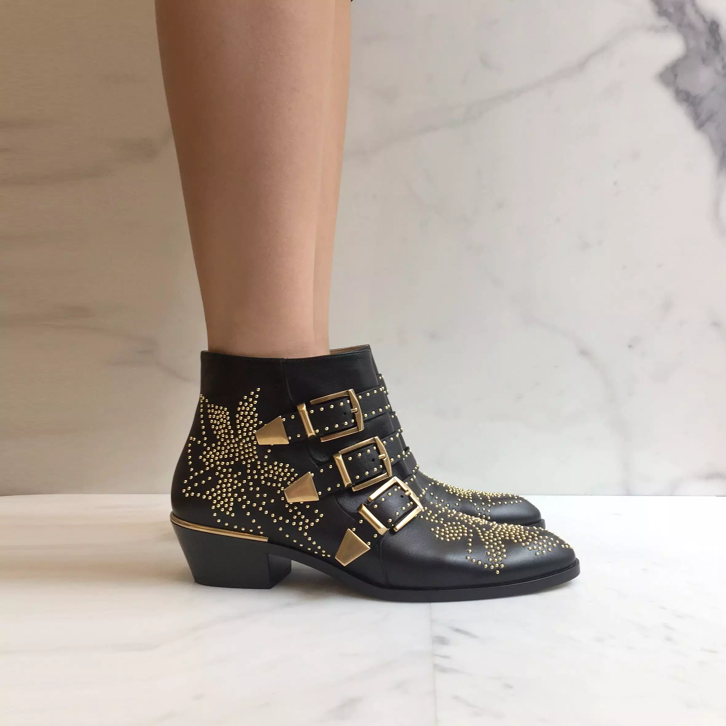 Susanna Low Boots, Black/Gold