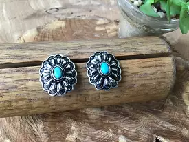 Turquoise Concho Stud Earrings