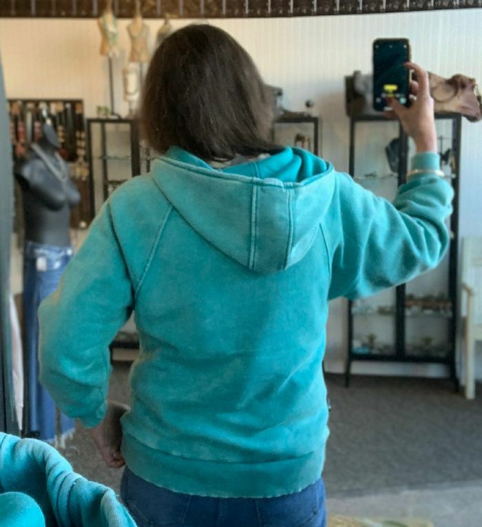 Turquoise Mineral Washed Oversized Hoodie Sweatshirt - SM