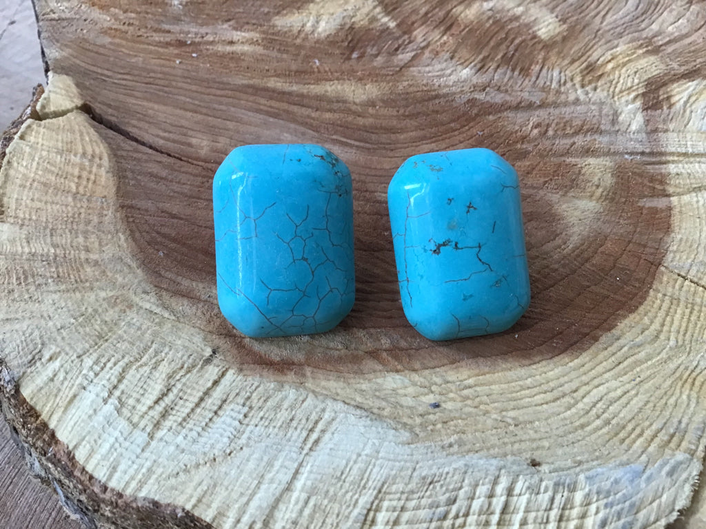 Turquoise Rectangel Post Earring