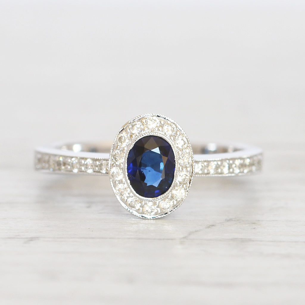 Vintage Style 0.55 Carat Sapphire and Diamond Cluster