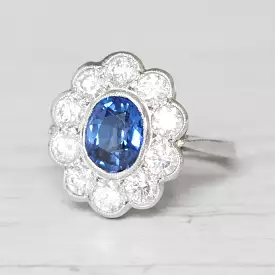 Vintage Style 1.70 Carat Sapphire and Diamond Cluster