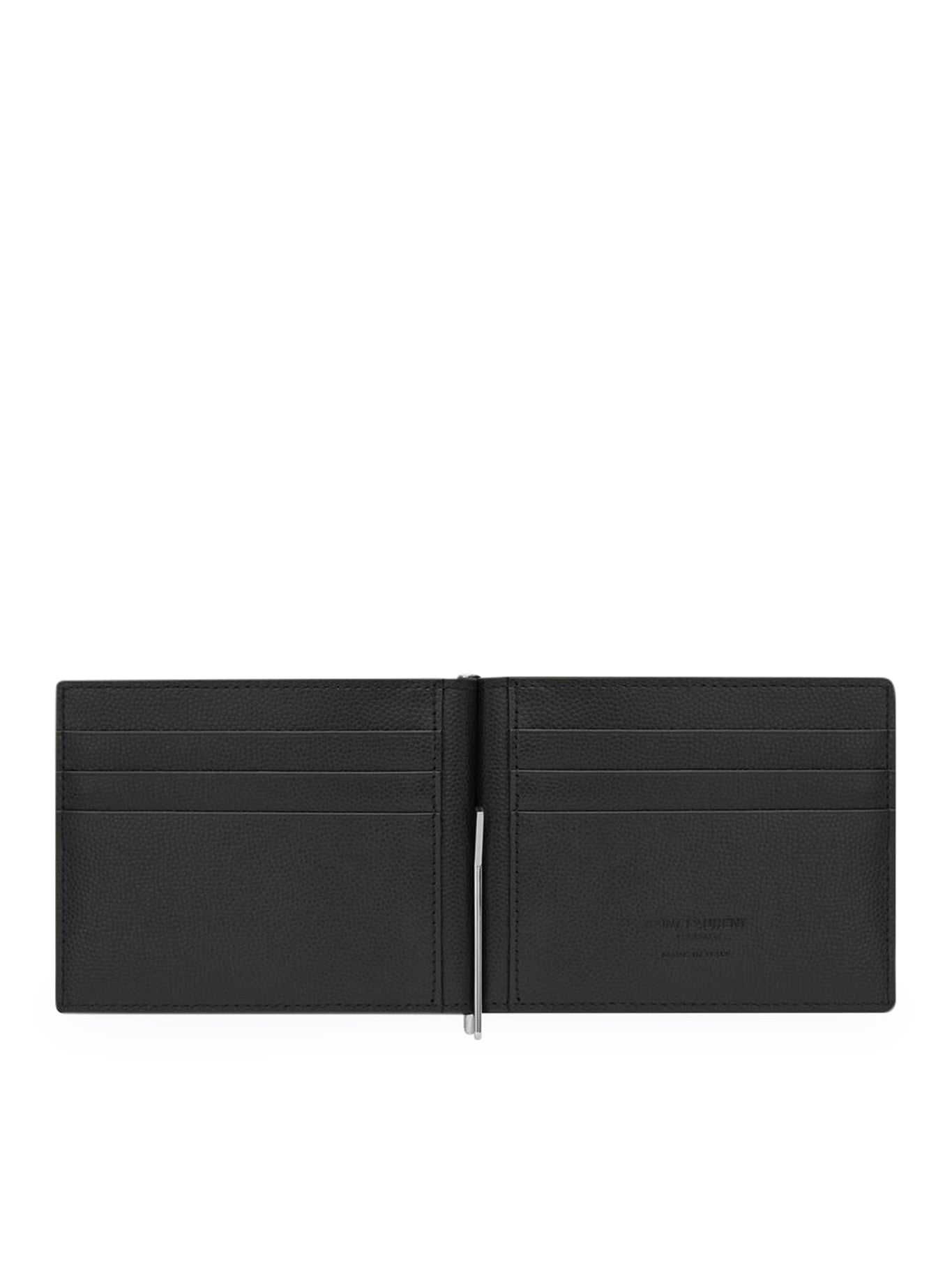 WALLET MONEY CLIP SAINT LAURENT PARIS BLACK TEXTURED LEATHER