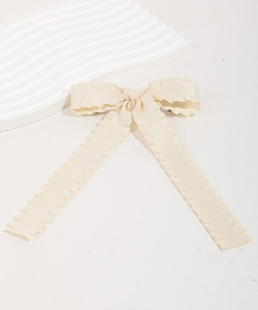 Wavy Bow Hair Clip - Ivory