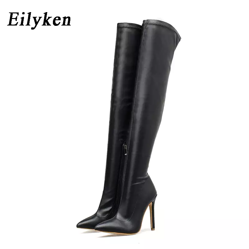 Winter Over The Knee Women Stretch High Heel Slip On Shoes Pointed Toe Long Boots Botas de mujer