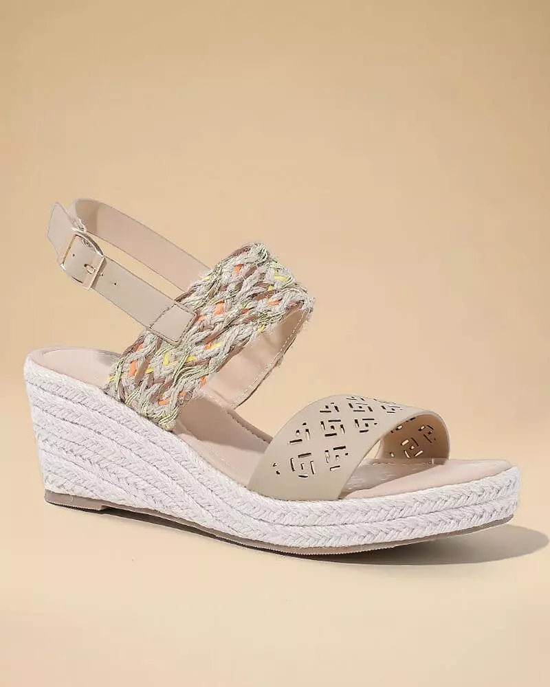 Women's Braided Twine Adjusting Buckle Wedge Sandals